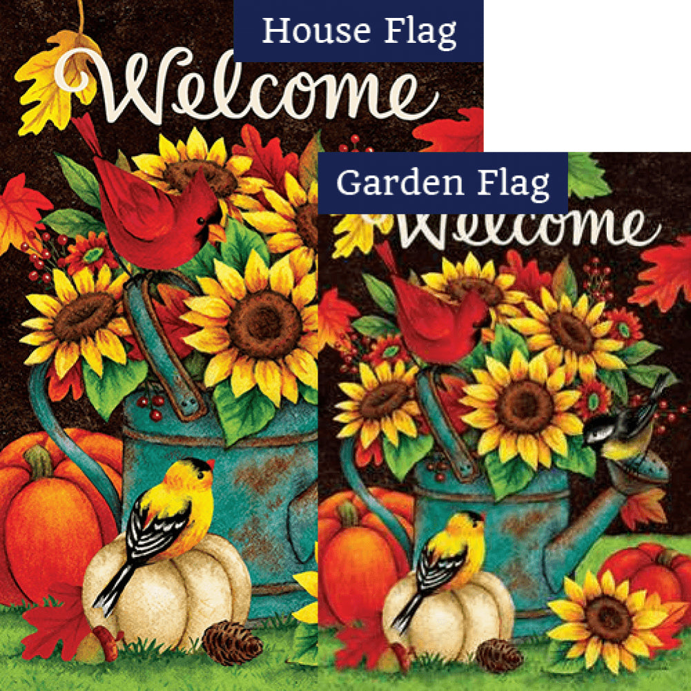 Sunflowers & Birds Double Sided Flags Set (2 Pieces)