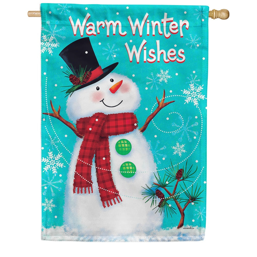 Winter Snowman Double Sided House Flag