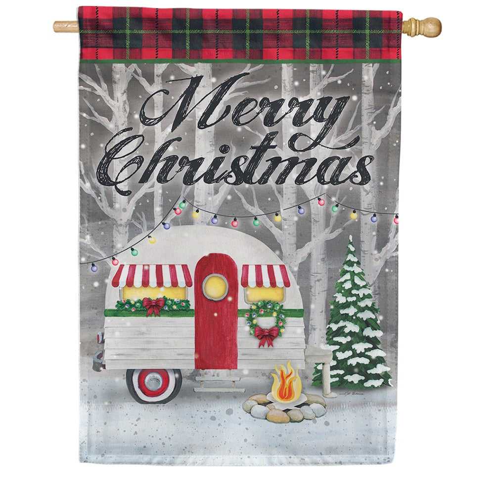Merry Christmas Camper Double Sided House Flag