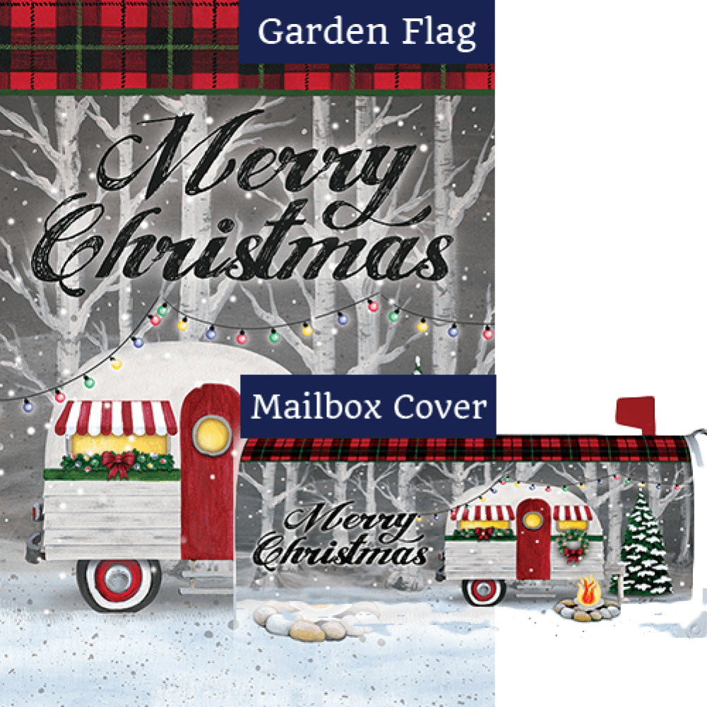 Merry Christmas Camper Double Sided Flag Mailwrap Set (2 Pieces)