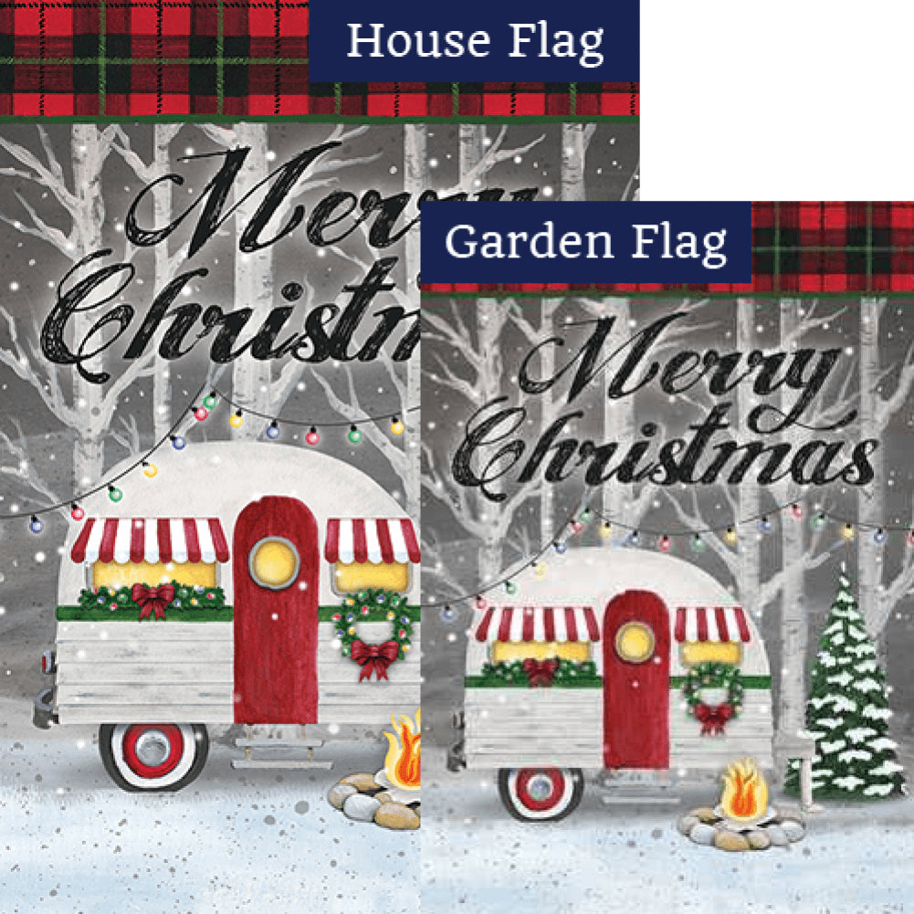 Merry Christmas Camper Double Sided Flags Set (2 Pieces)
