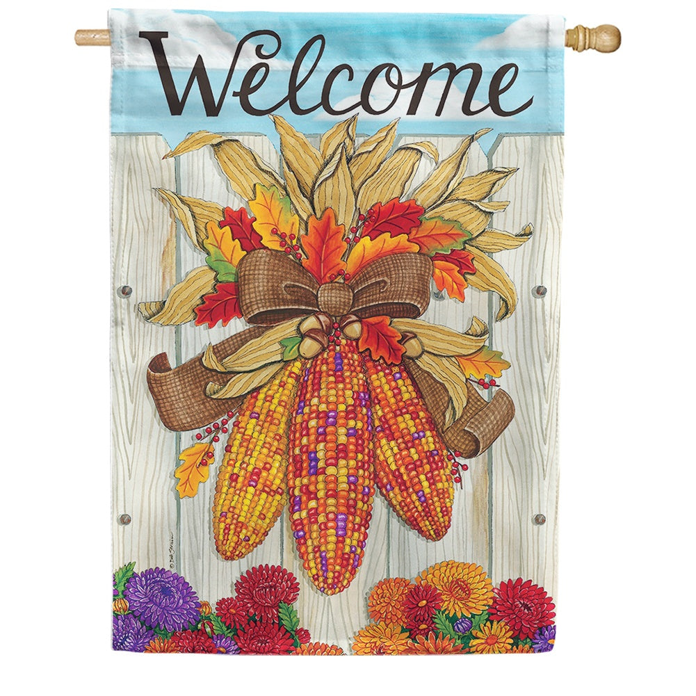 Indian Corn Thanksgiving Double Sided House Flag