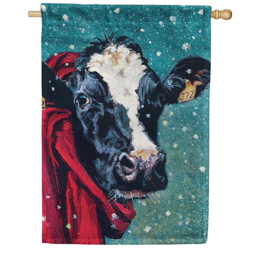 Winter Cow House Flag