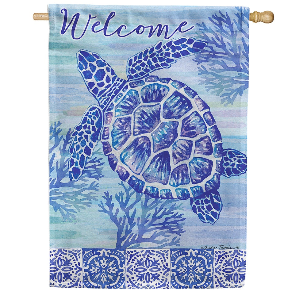 Turtles and Tiles Double Sided House Flag