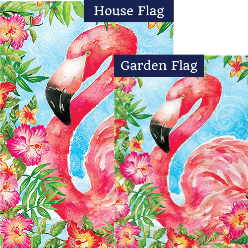Floral Flamingo Tropical Flags Set (2 Pieces)