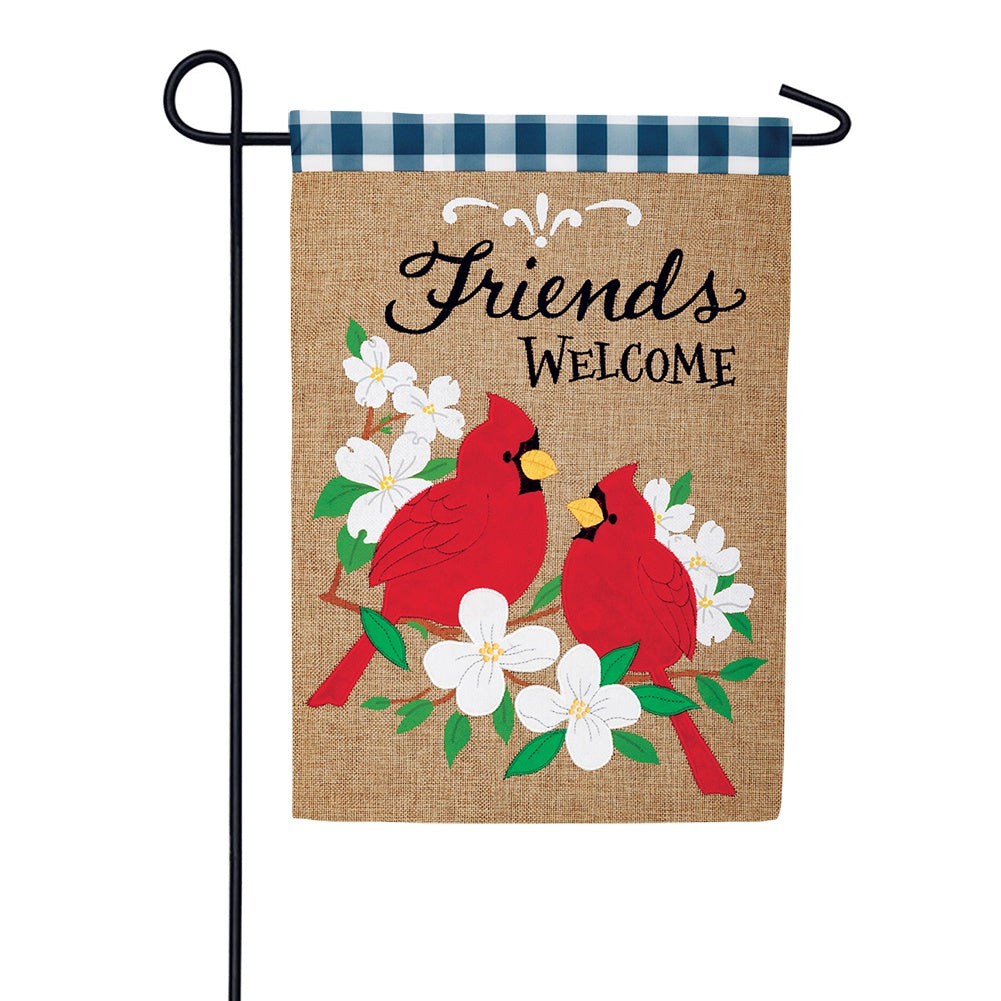 Cardinal Friends Burlap Garden Flag