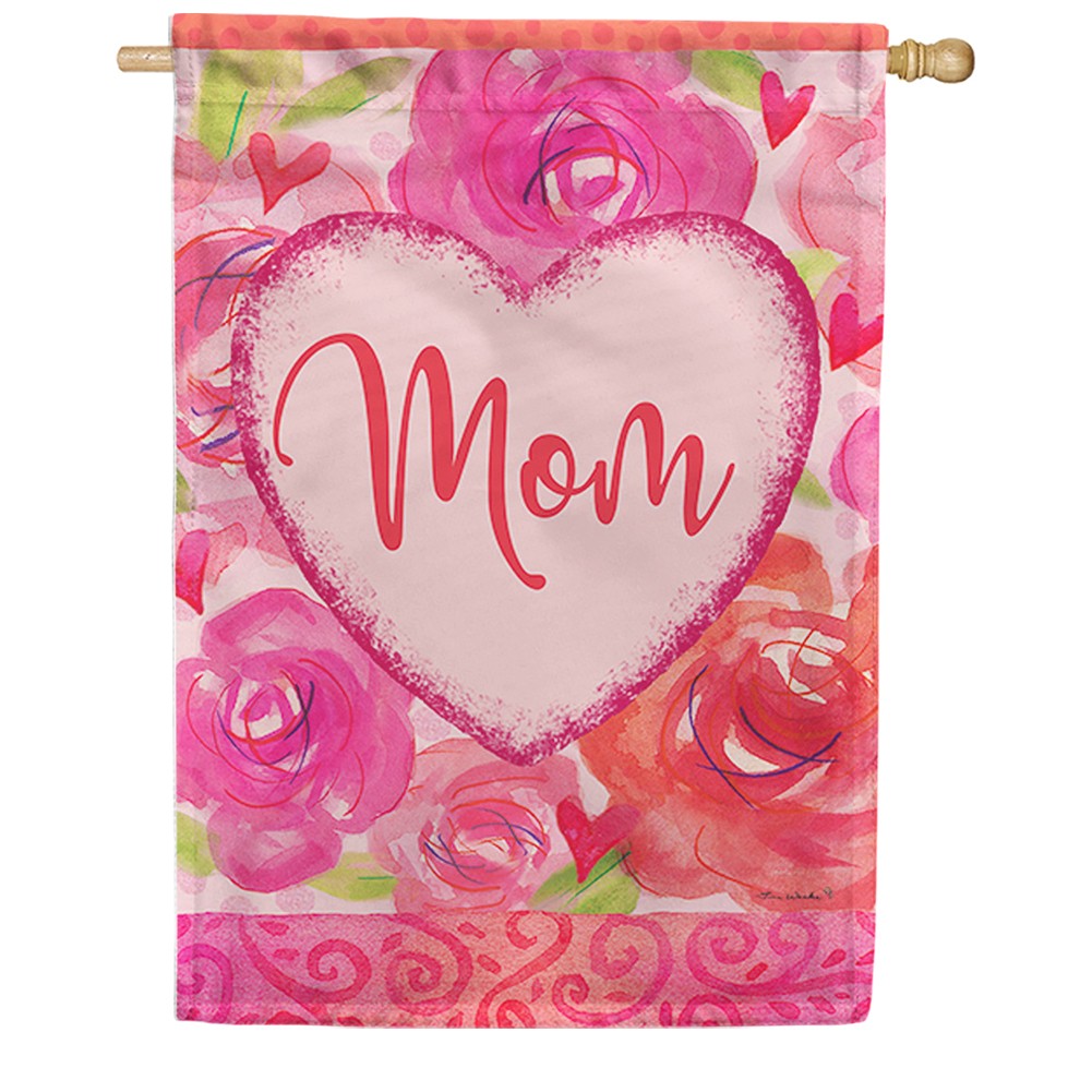 Mom Heart Double Sided House Flag