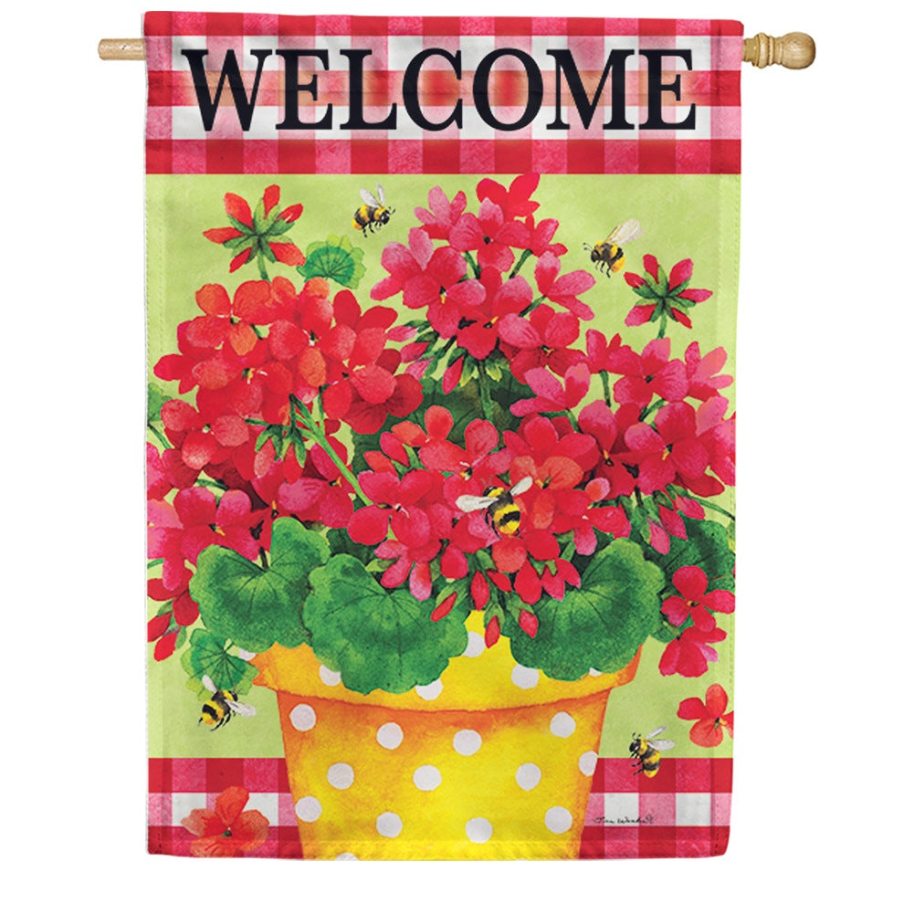 Geranium Gingham Double Sided House Flag