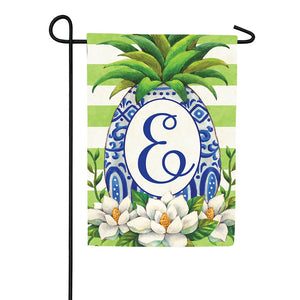 Pineapple Magnolia Monogram Double Sided Garden Flag