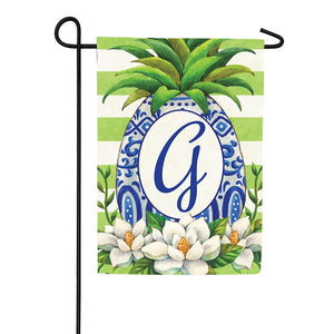 Pineapple Magnolia Monogram Double Sided Garden Flag