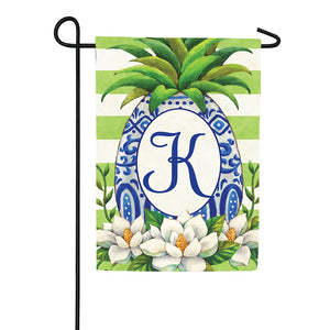 Pineapple Magnolia Monogram Double Sided Garden Flag