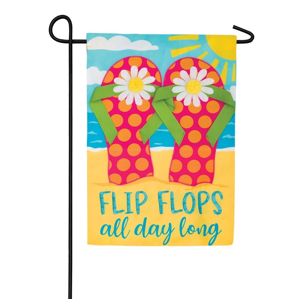 Beach Flip Flops Appliqued Garden Flag