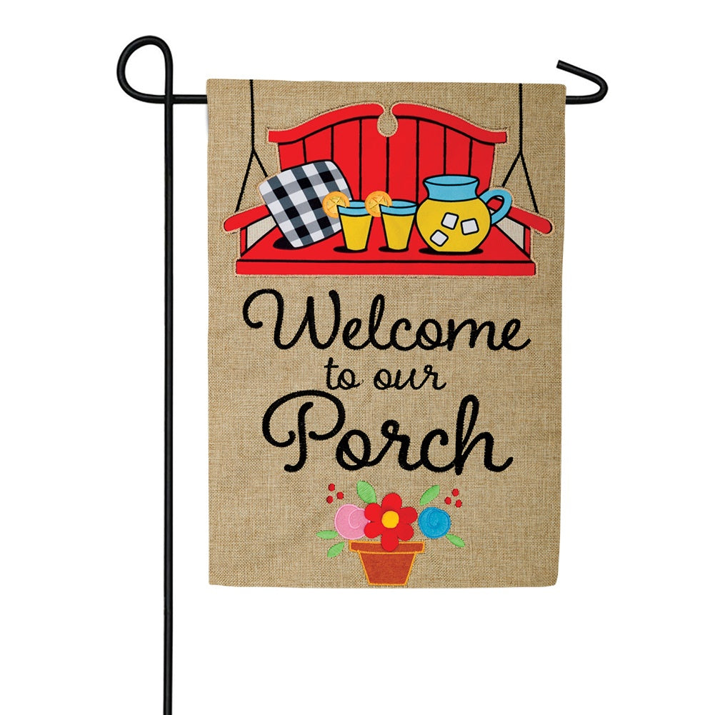 Welome to the Porch Burlap Garden Flag