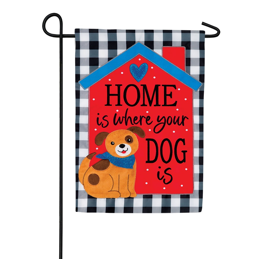 Home Dog Appliqued Garden Flag