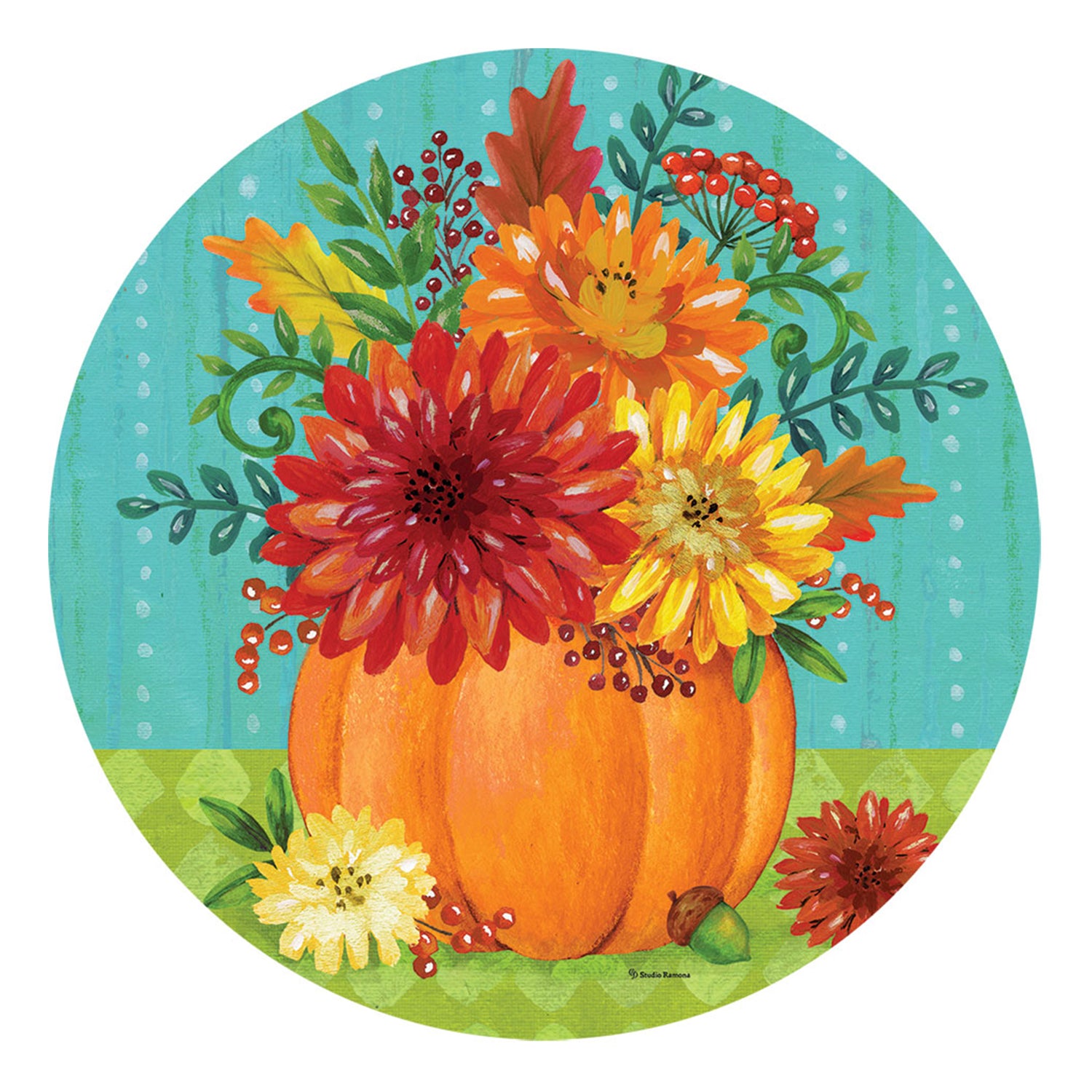 Pumpkins & Mums Accent Magnet