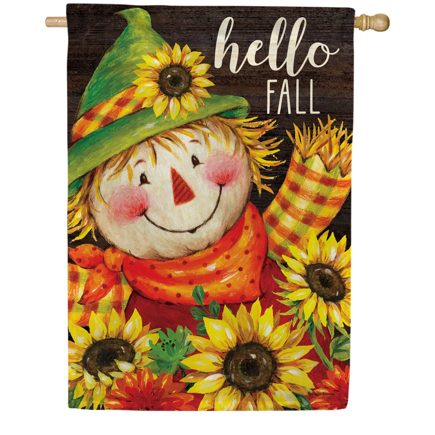 Fall Sunflower Scarecrow House Flag
