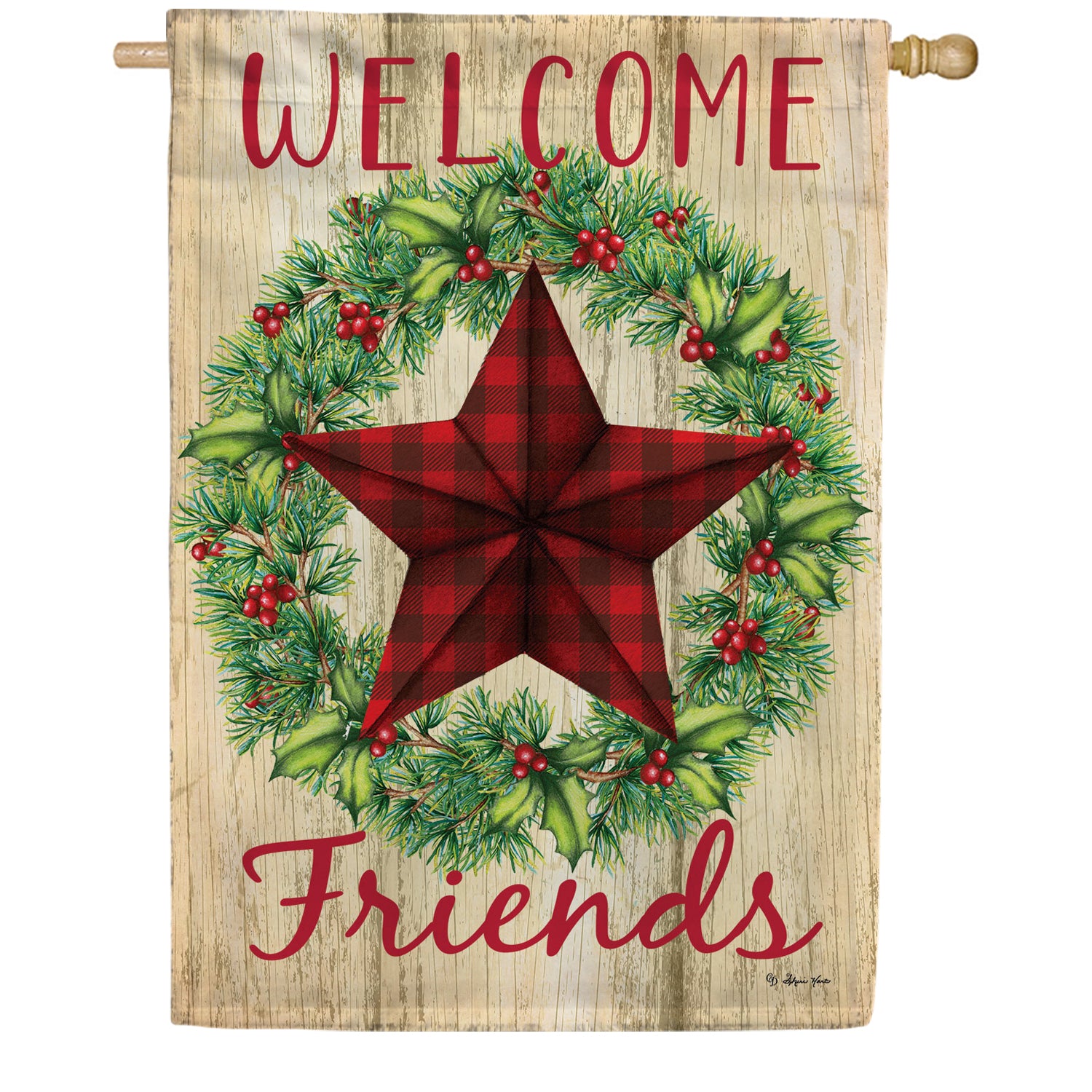 Buffalo Check Star House Flag