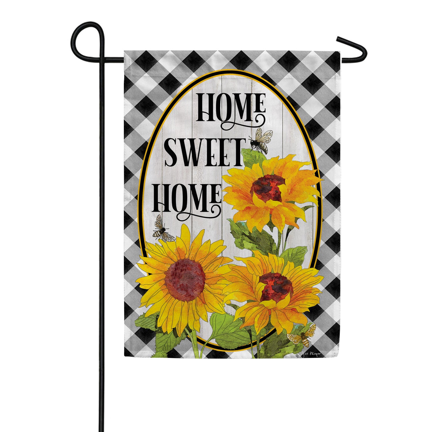 Custom Decor Sunflower Check Garden Flag