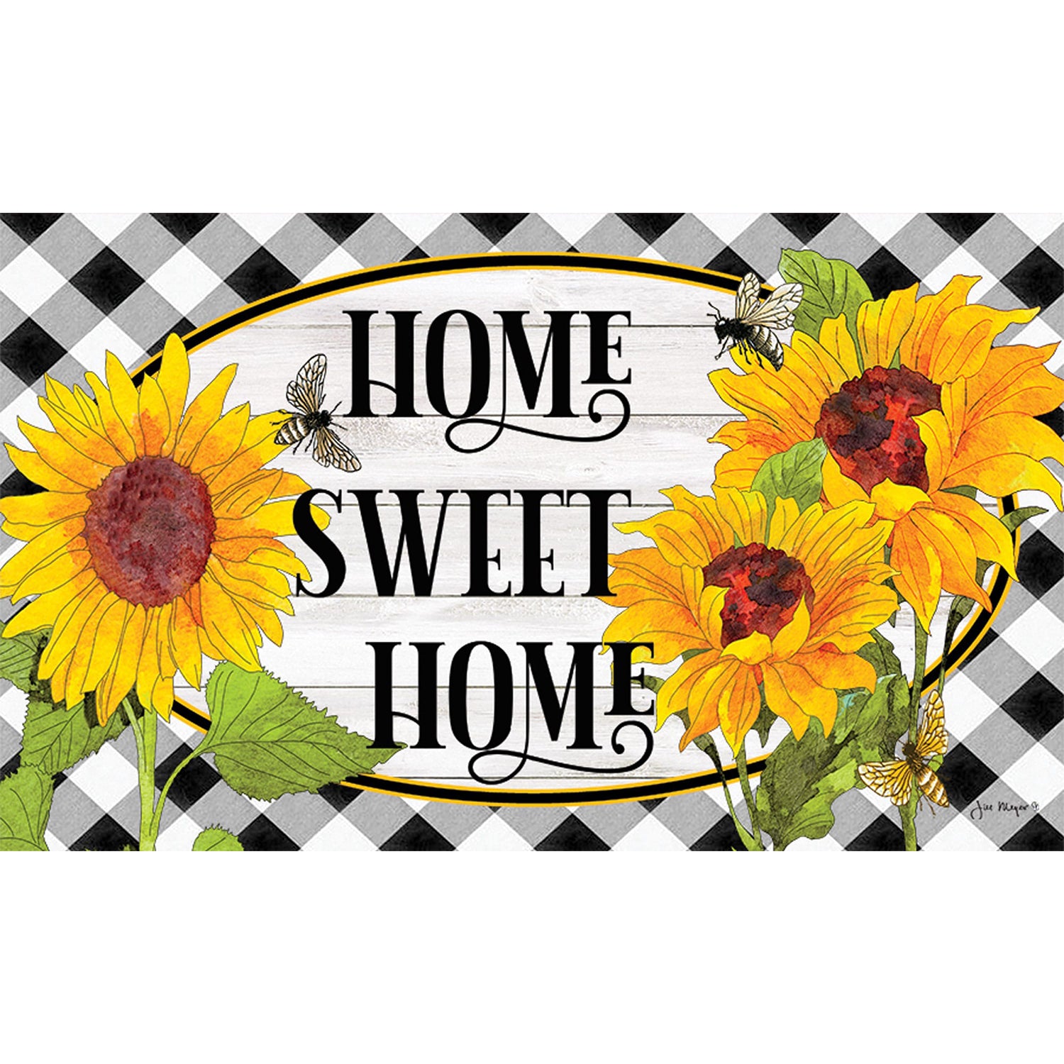 Custom Decor Sunflower Check Doormat