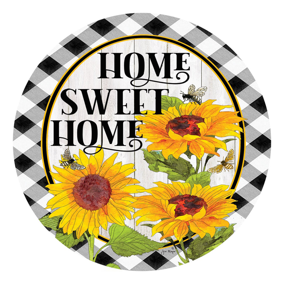 Custom Decor Sunflower Check Accent Magnet