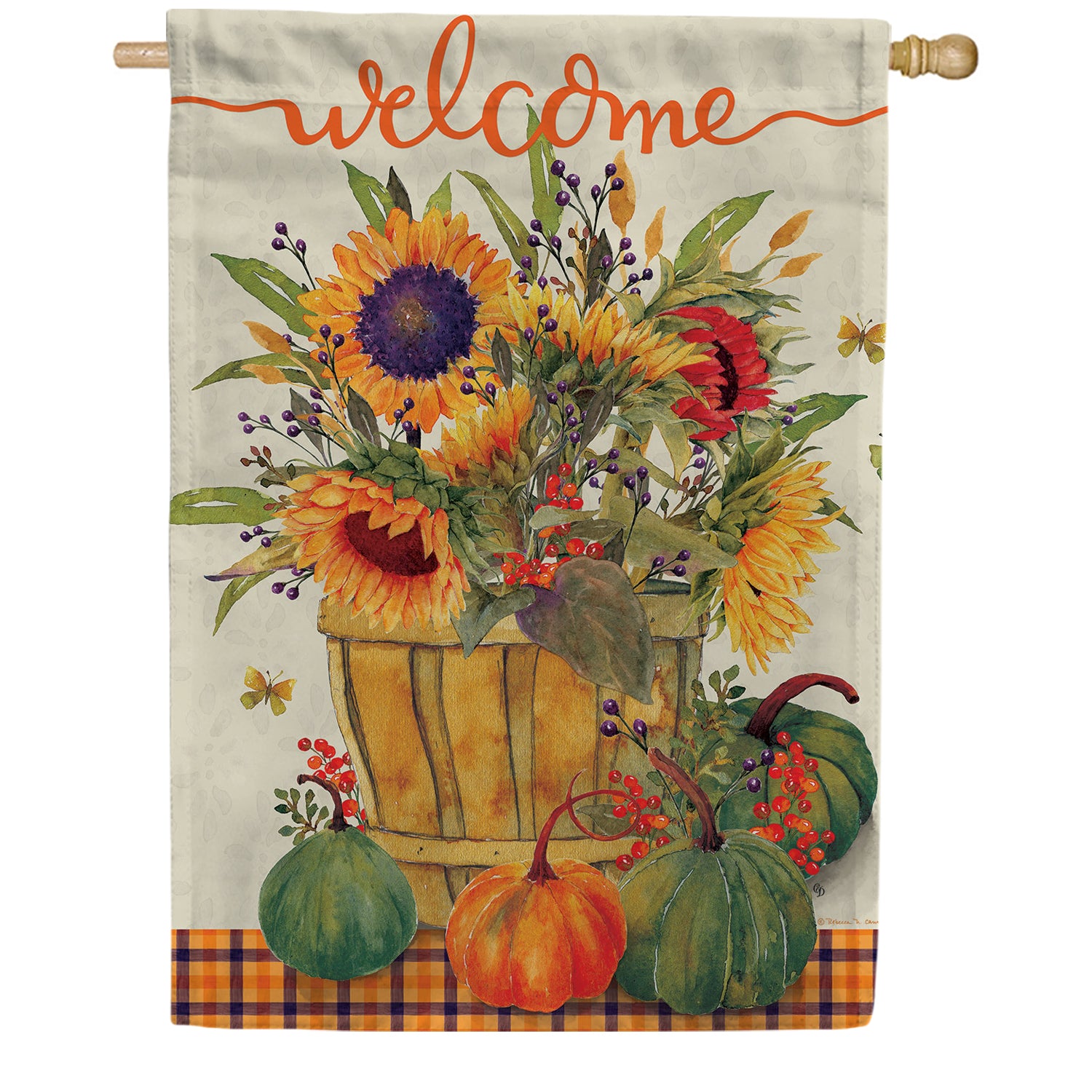 Sunflower Basket Welcome House Flag