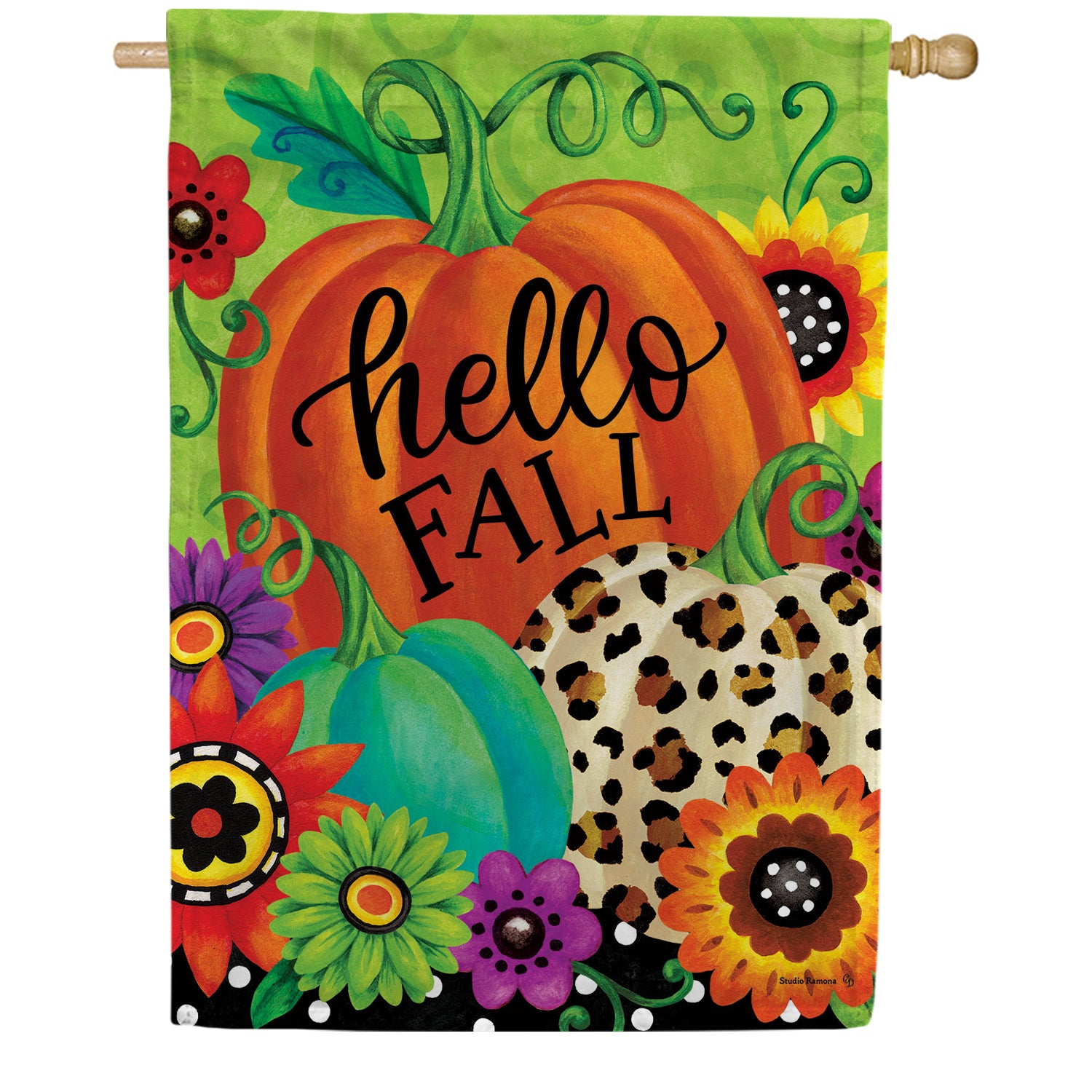 Custom Decor Hello Fall House Flag