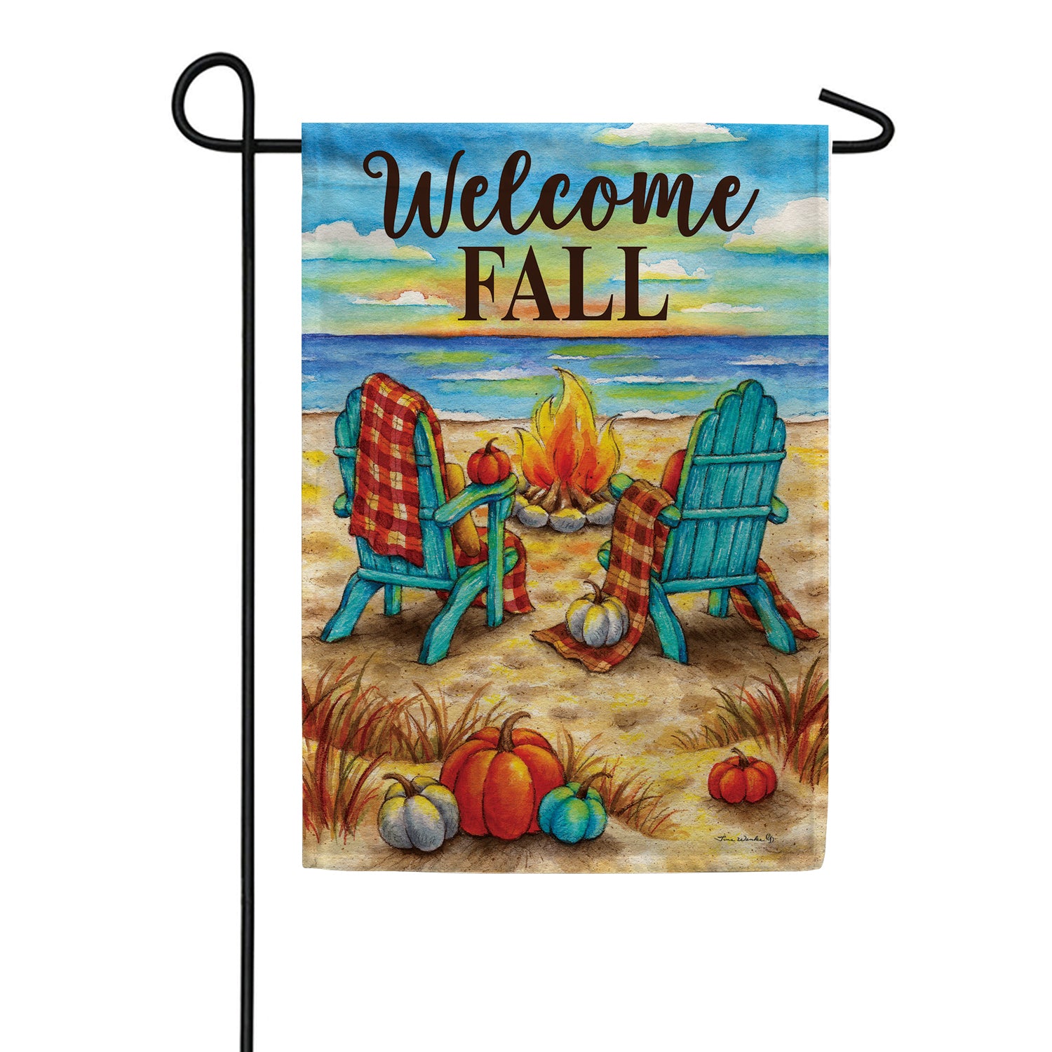 Fall Fire Pit Garden Flag