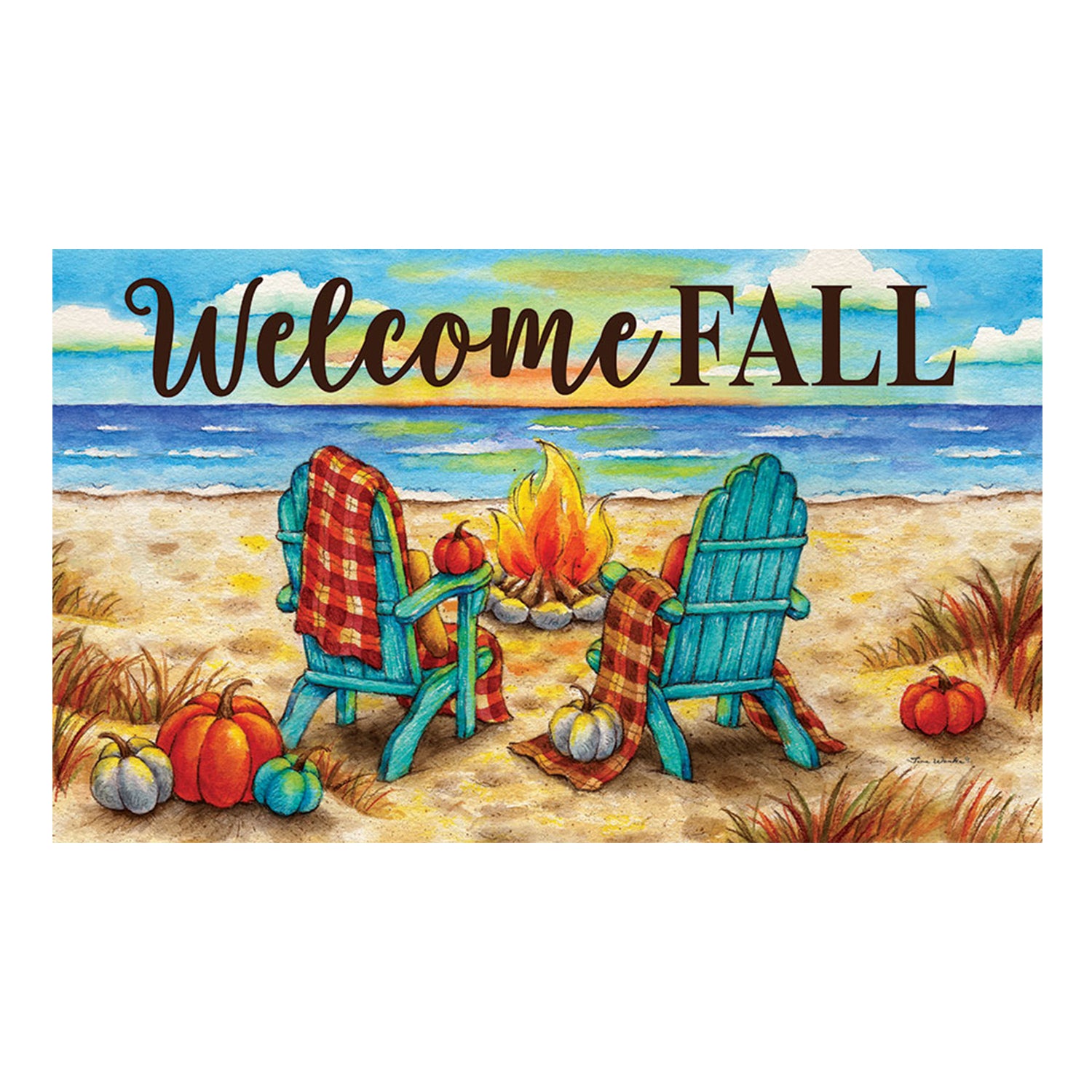 Fall Fire Pit Doormat