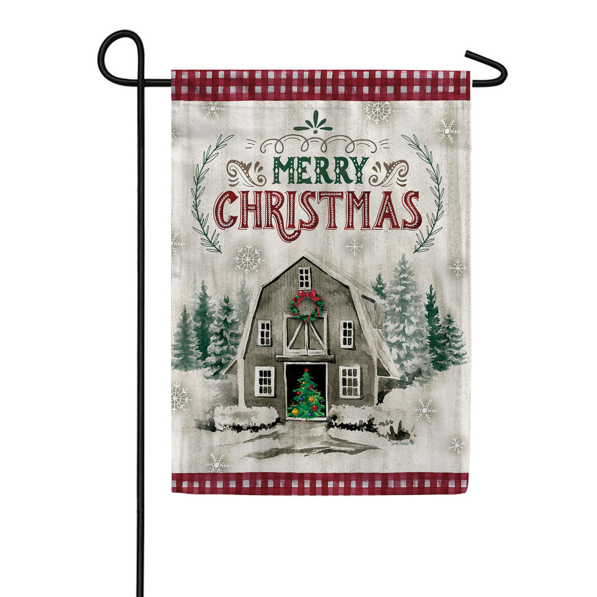 Merry Christmas Barn Garden Flag