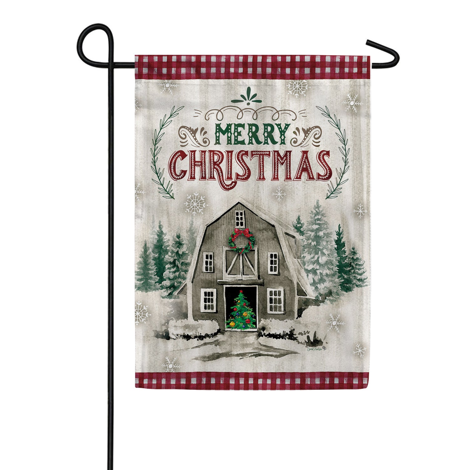 Merry Christmas Barn Garden Flag