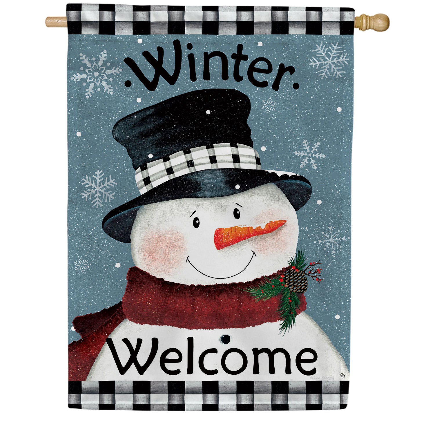 Black & White Snowman House Flag