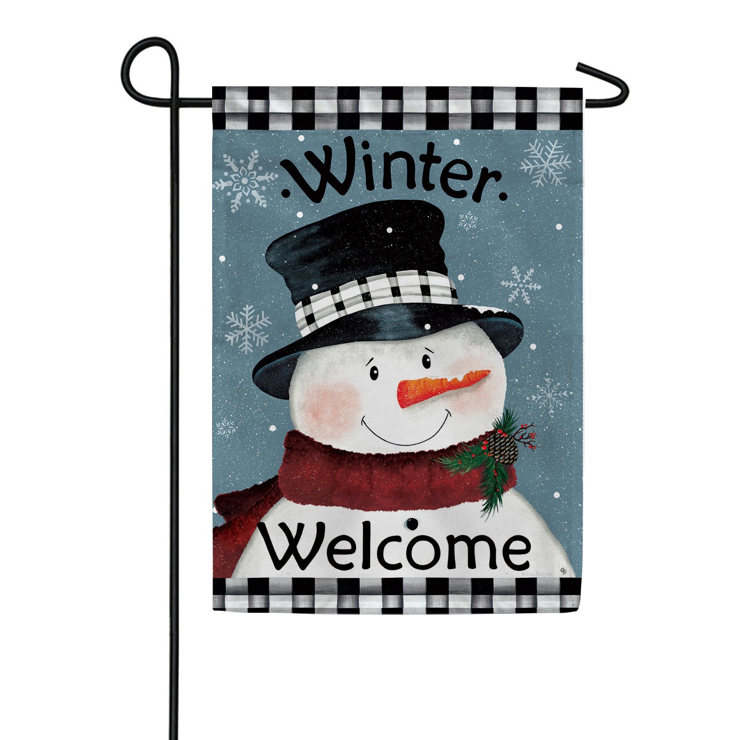 Black & White Snowman Garden Flag