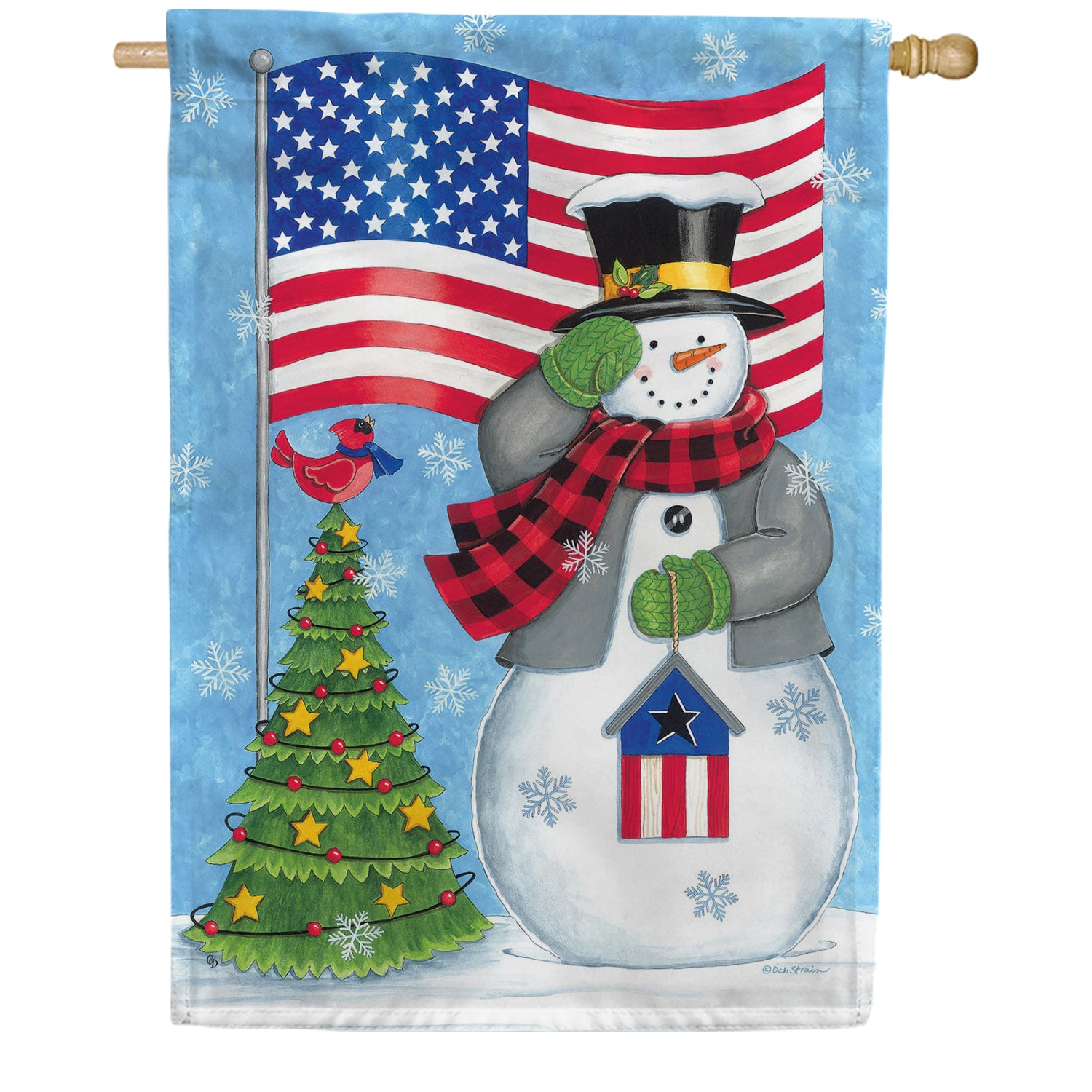 Custom Decor Patriotic Snowman House Flag