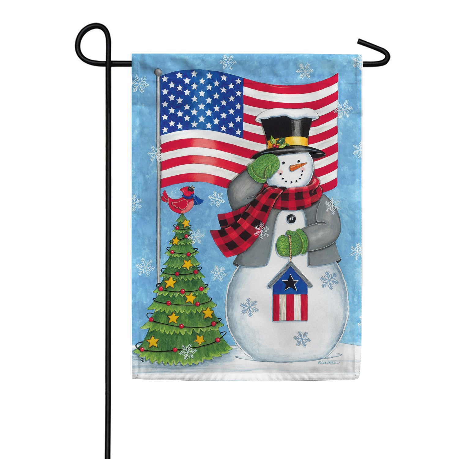 Custom Decor Patriotic Snowman Garden Flag