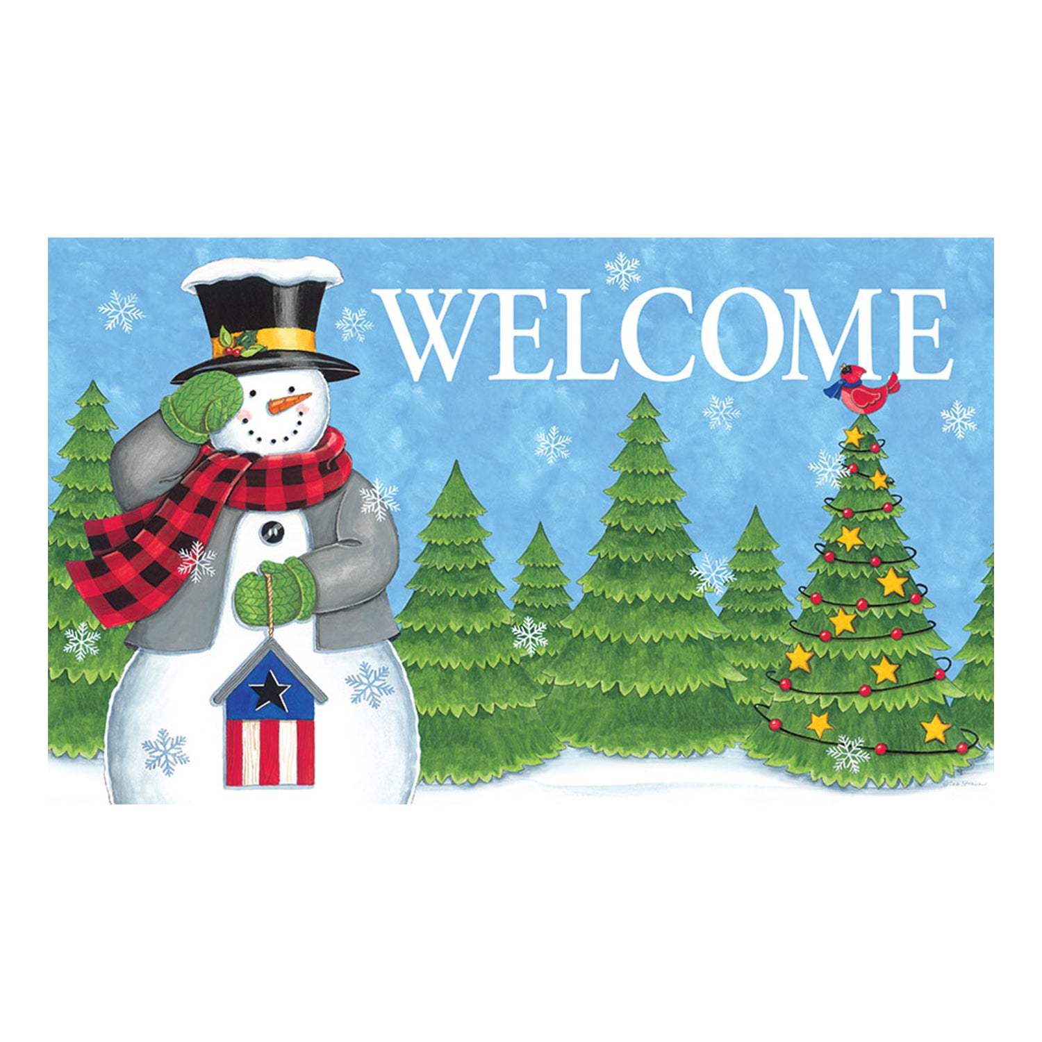 Patriotic Snowman Mat