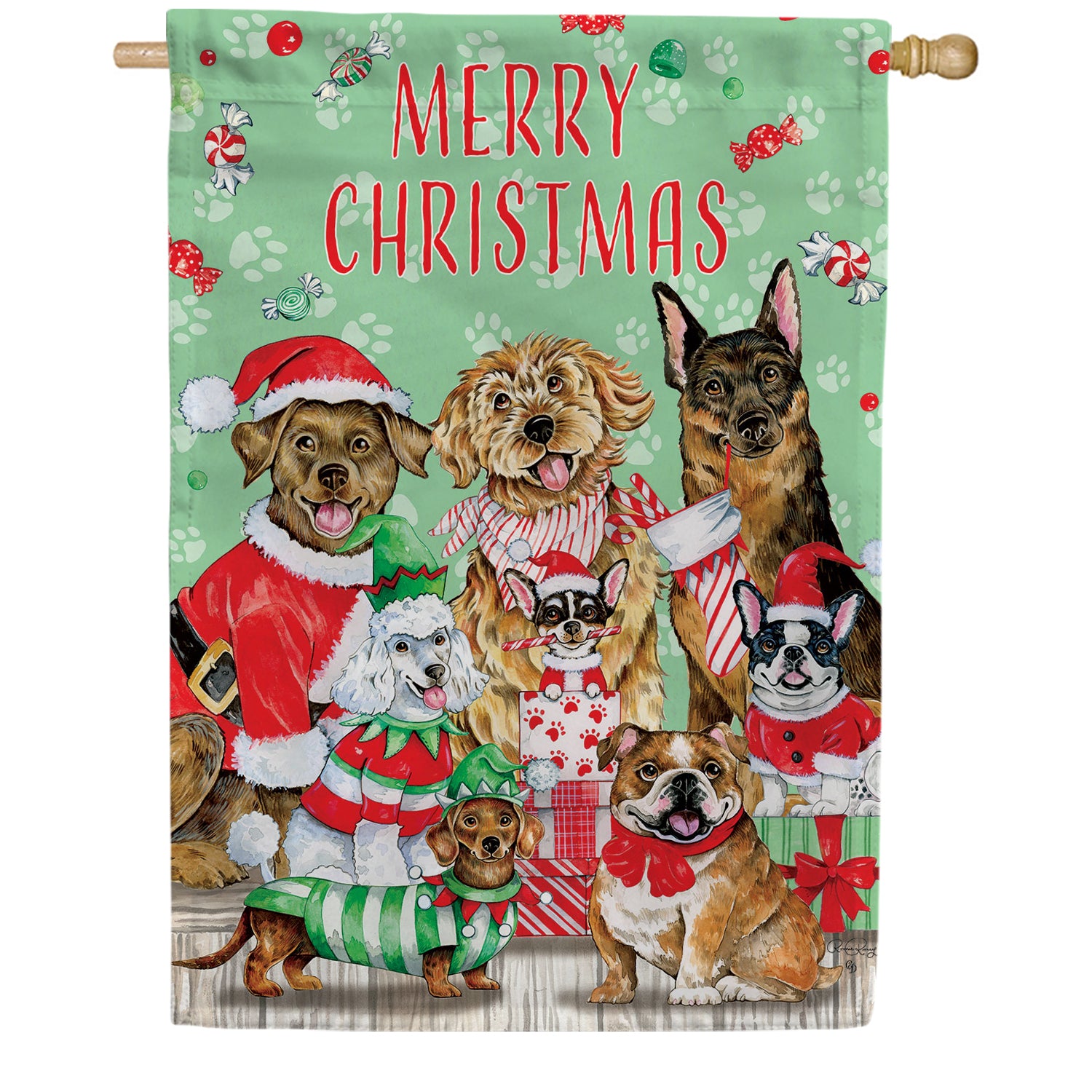 Custom Decor Christmas Dogs House Flag