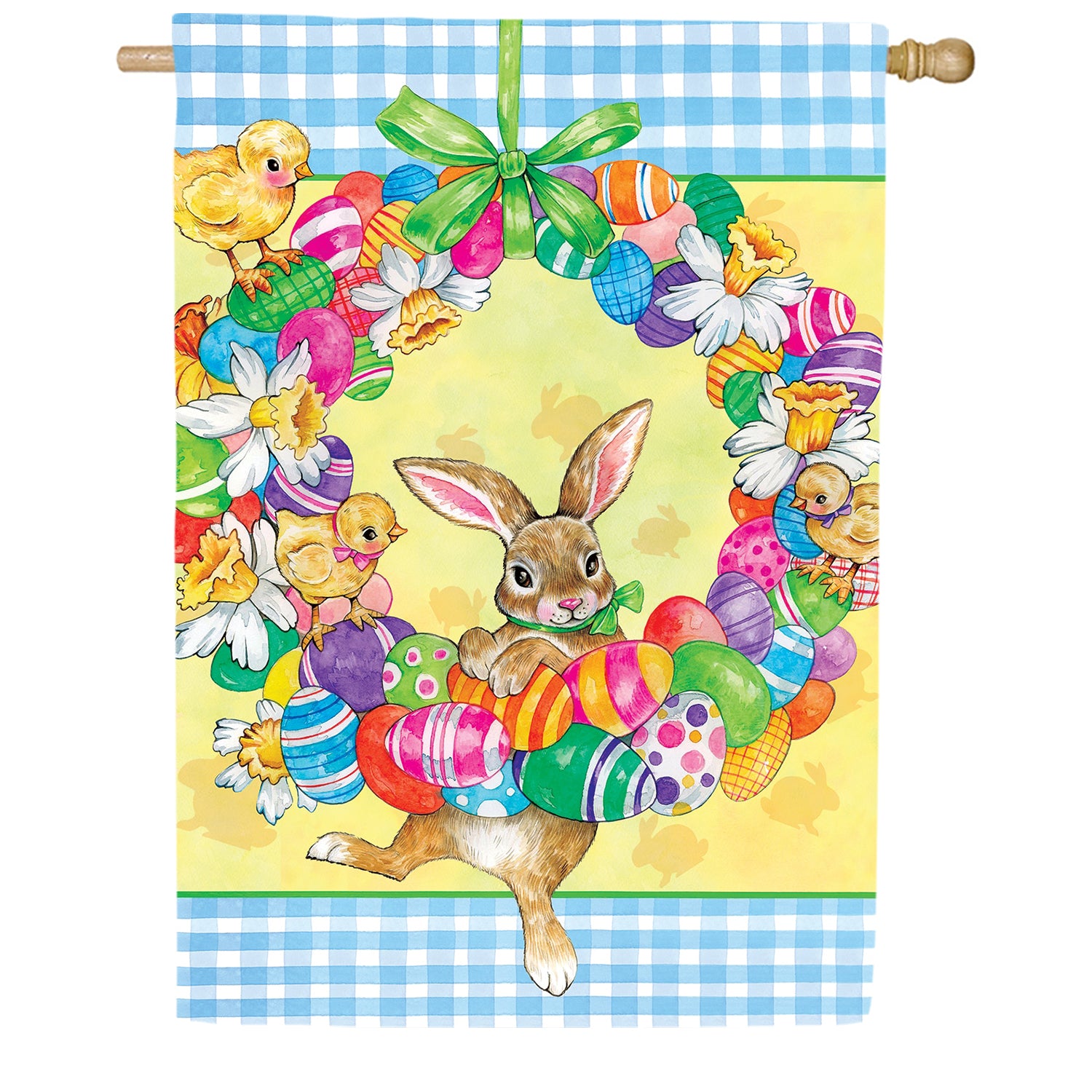 Custom Decor Bunny Wreath House Flag