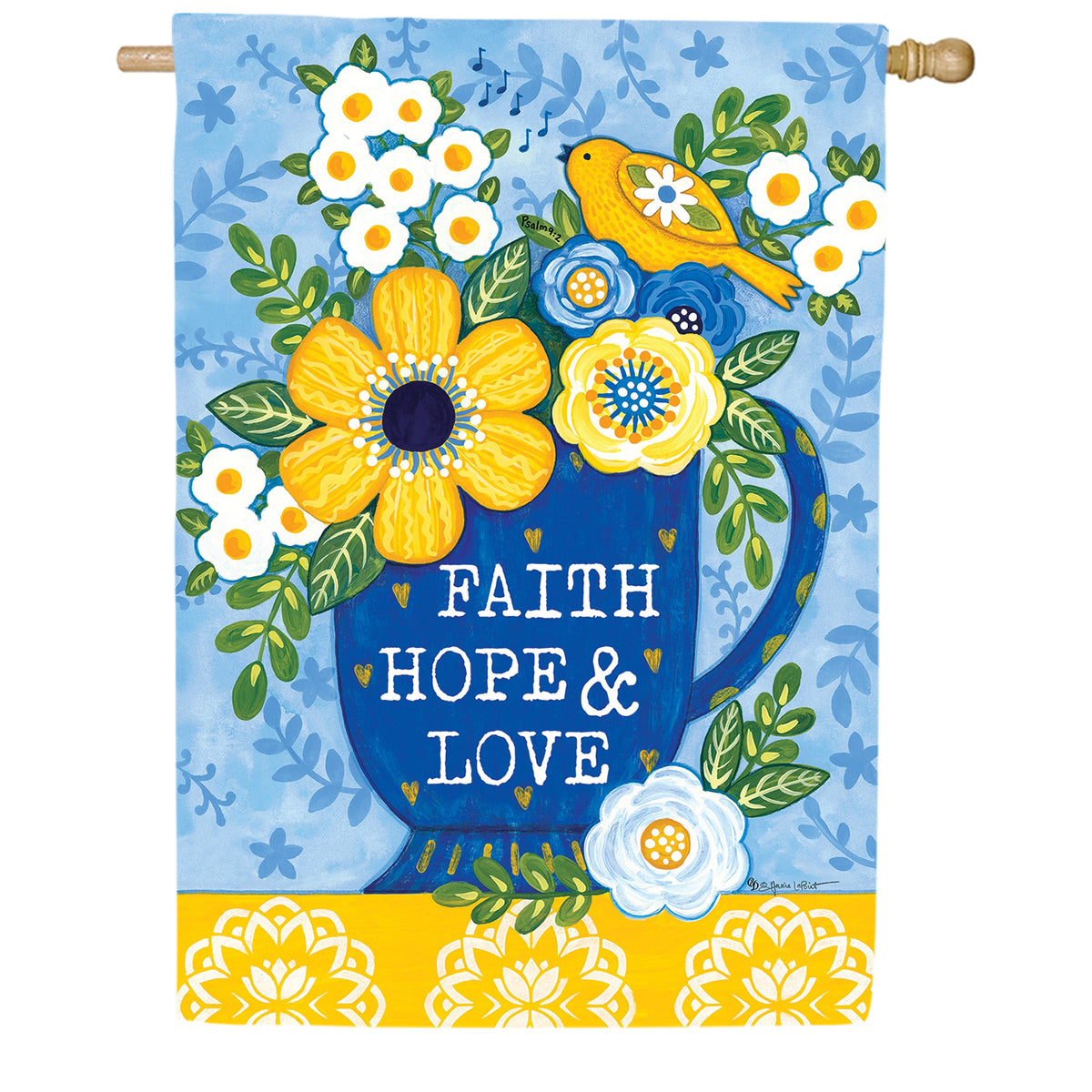 Faith, Hope, Love Double Sided House Flag
