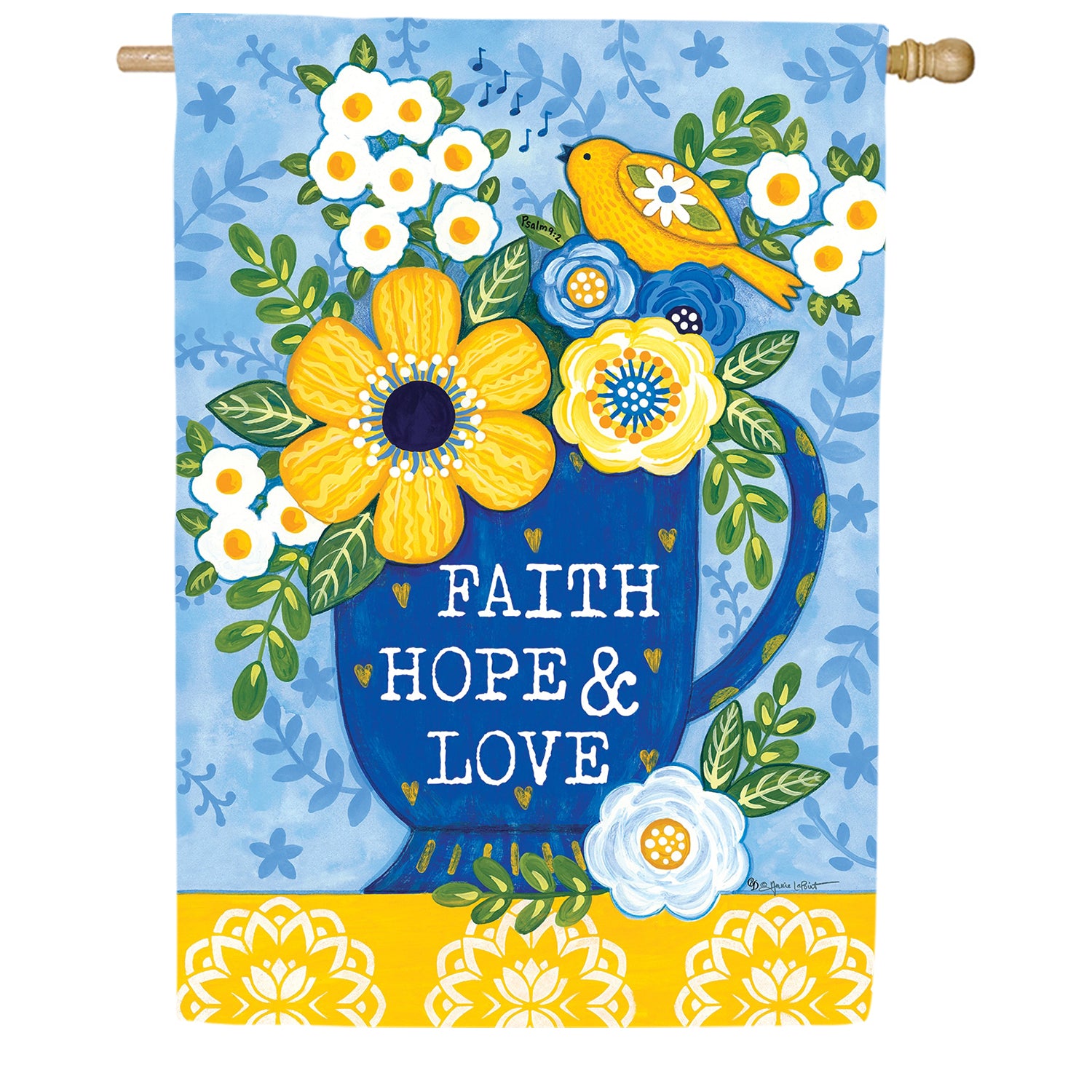Faith, Hope, Love Double Sided House Flag