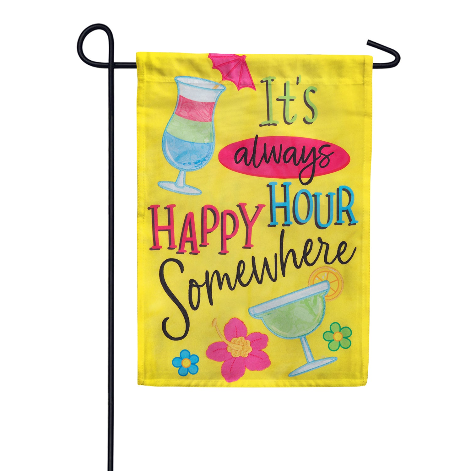 Happy Hour Applique Garden Flag