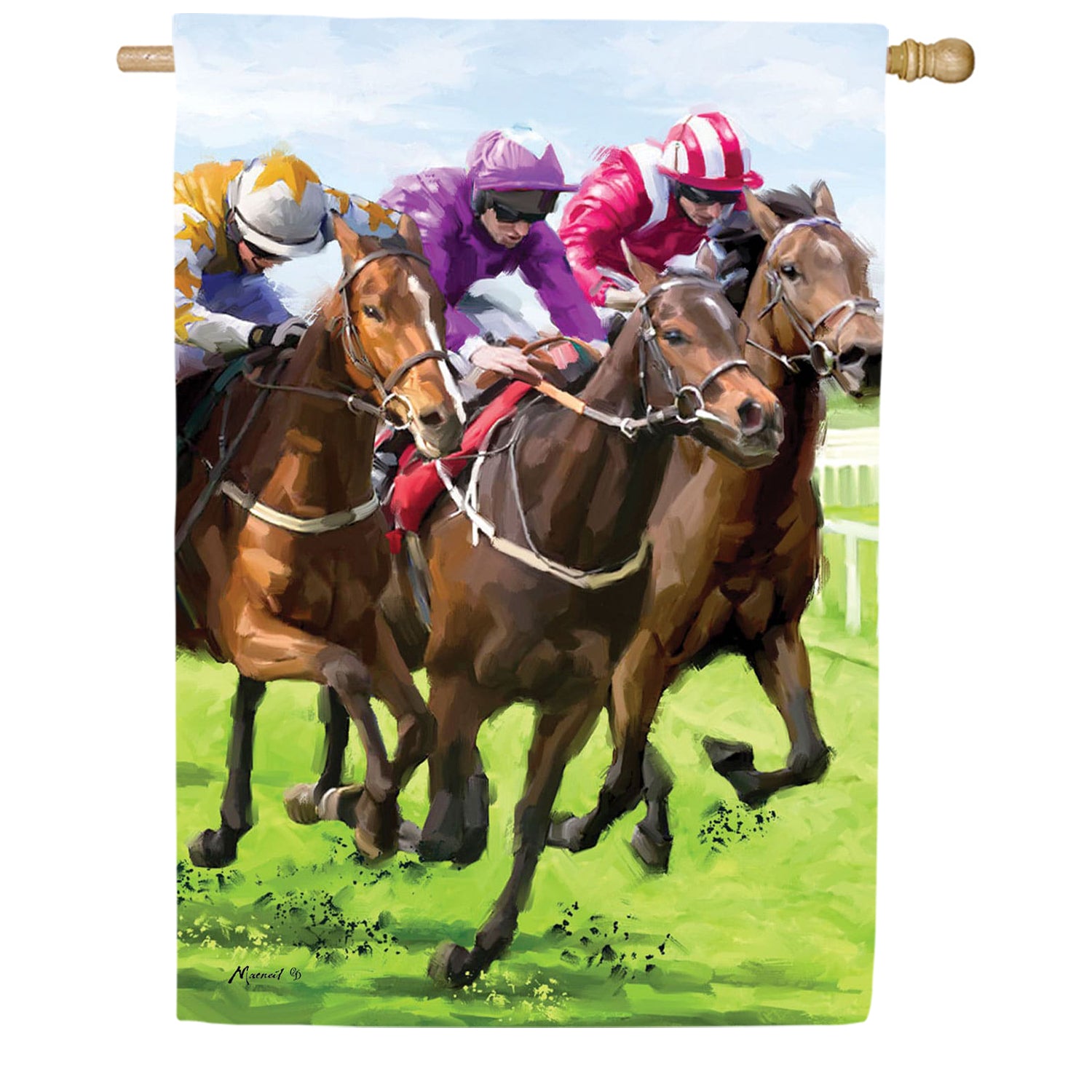 Custom Decor Race Horses House Flag