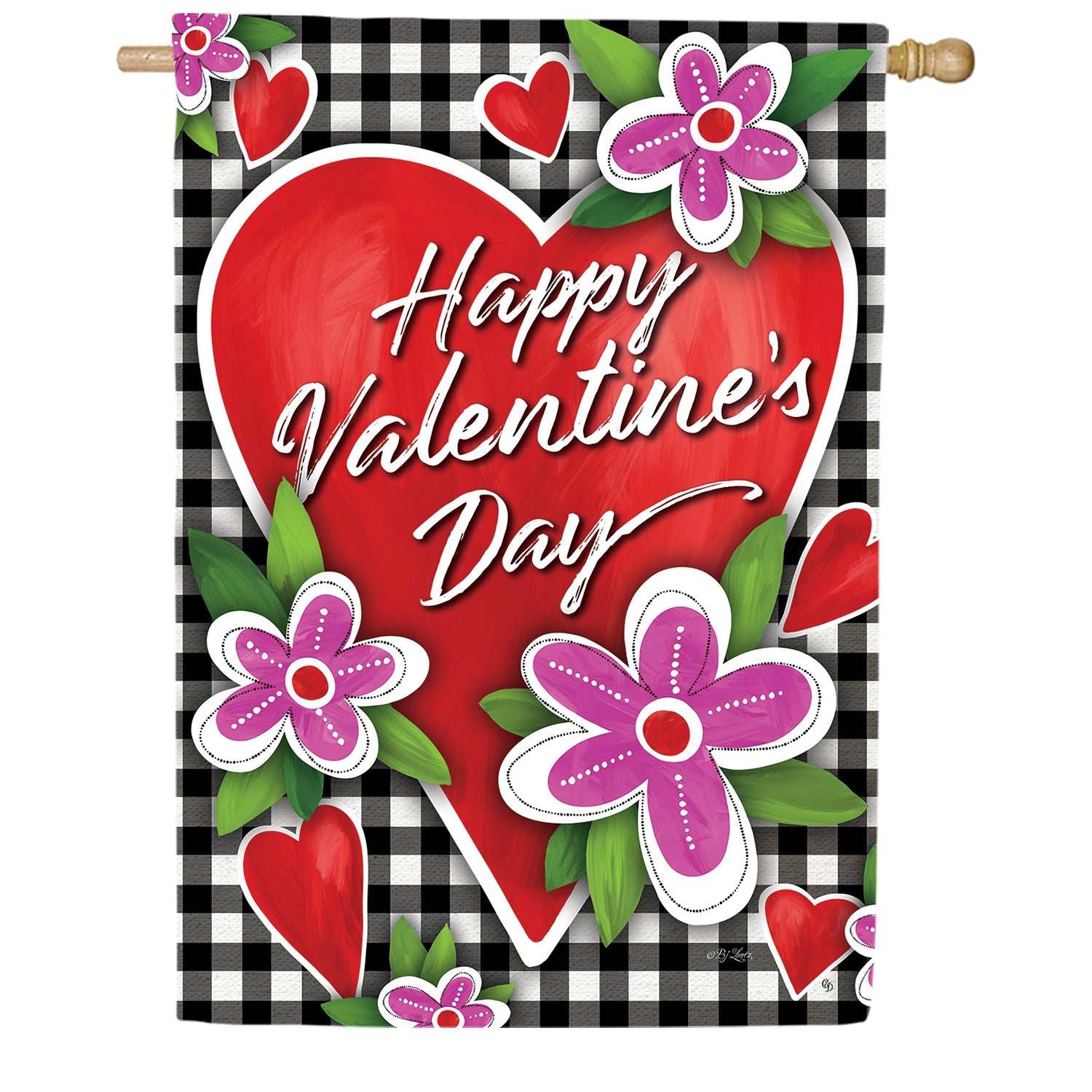 Gingham Valentine House Flag