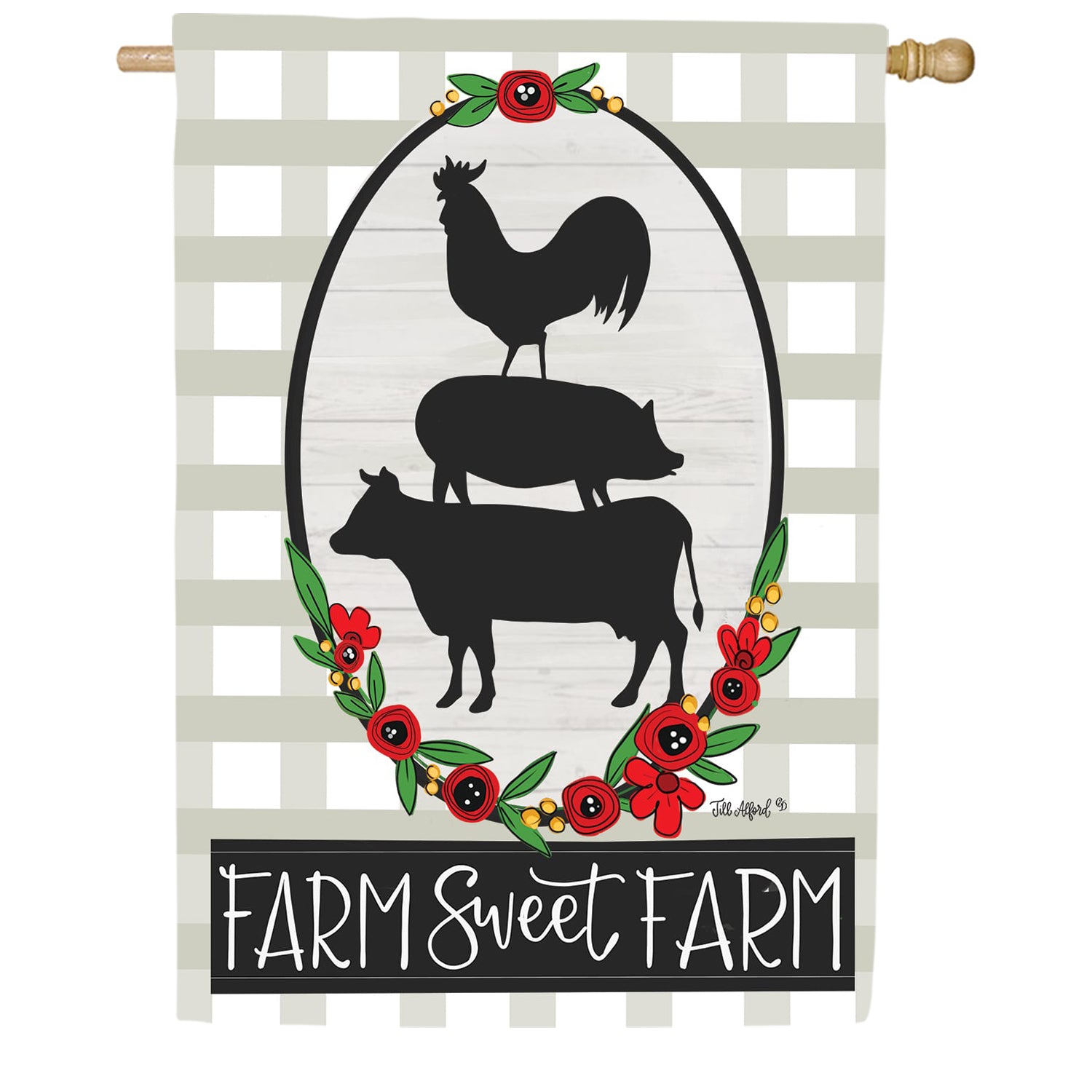 Custom Decor Farm Sweet Farm House Flag