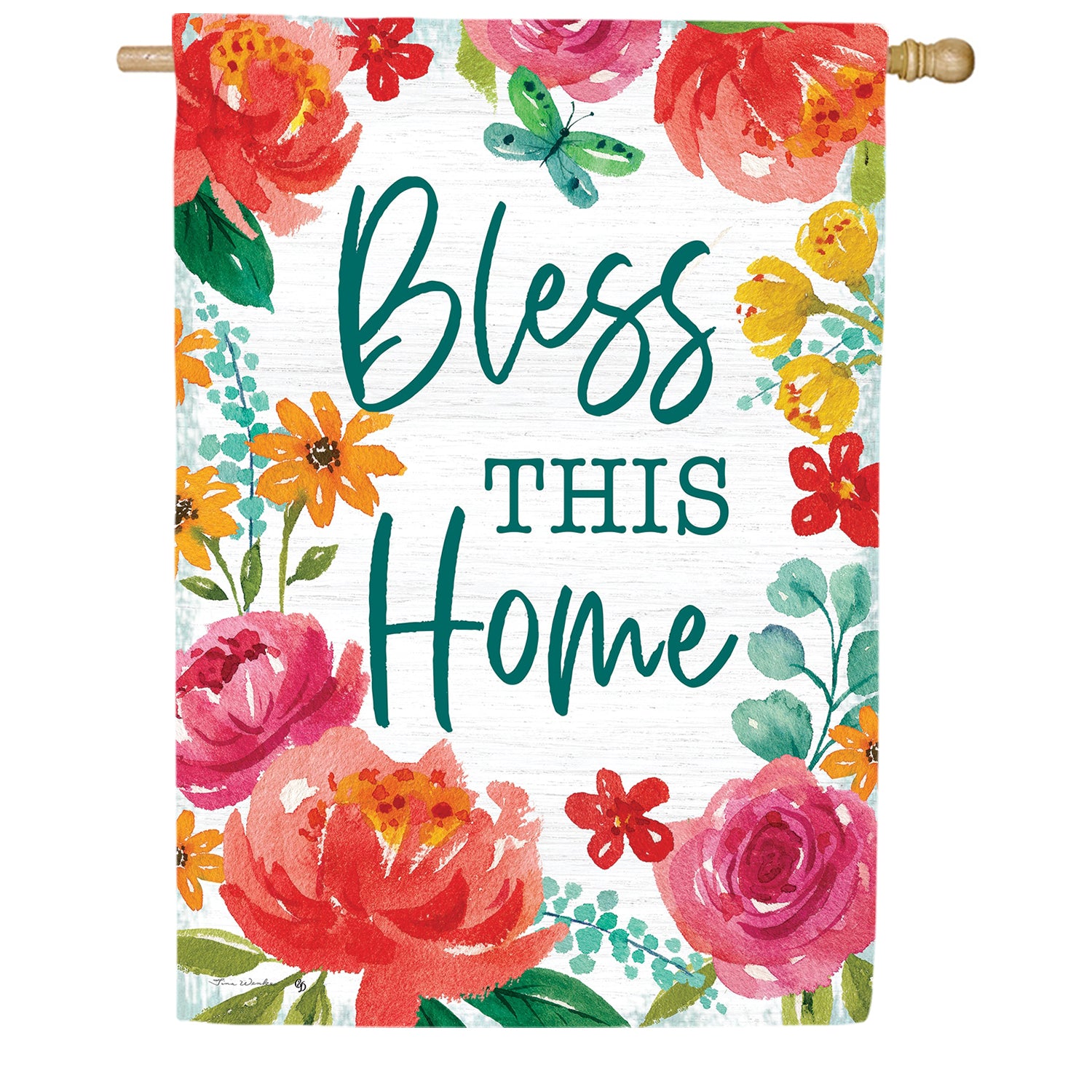 Blessed Floral House Flag