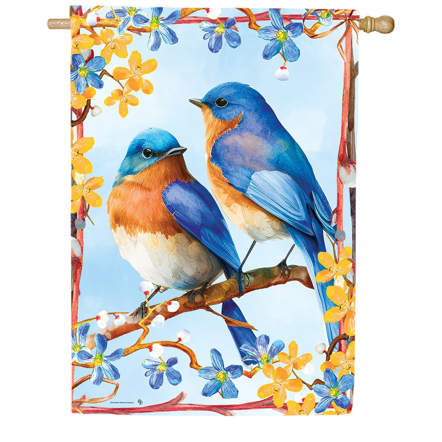 Lovely Bluebirds House Flag