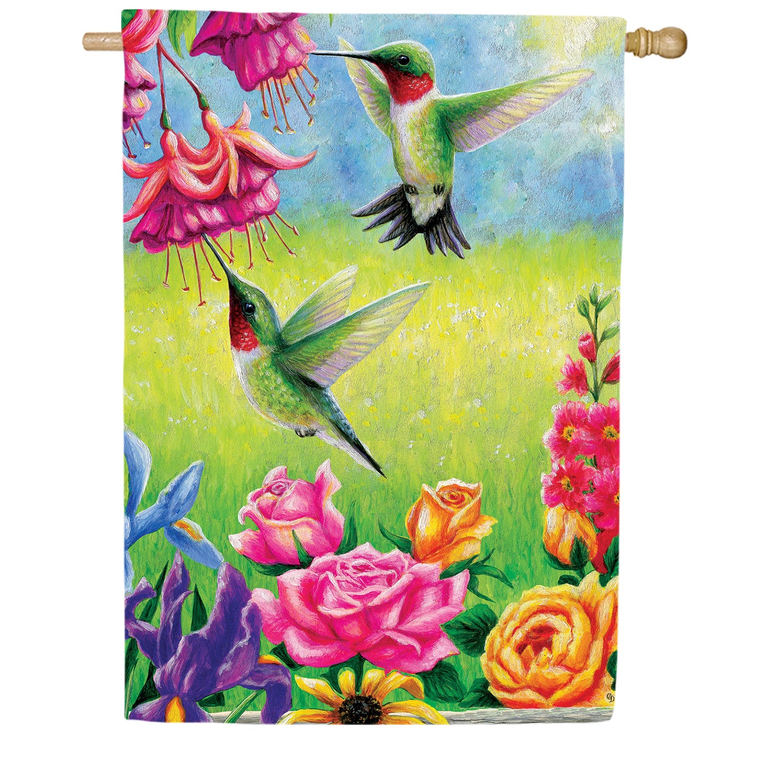 Custom Decor Hummingbird Flutter House Flag