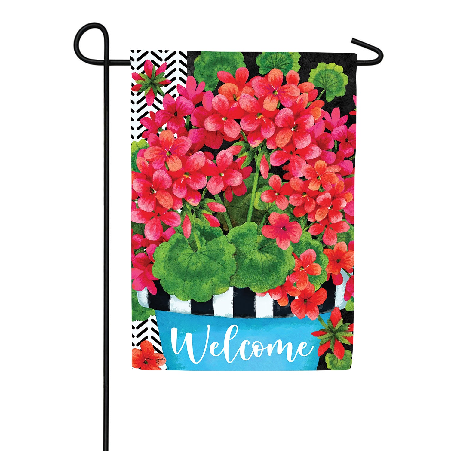 Blue Pot Geranium Garden Flag