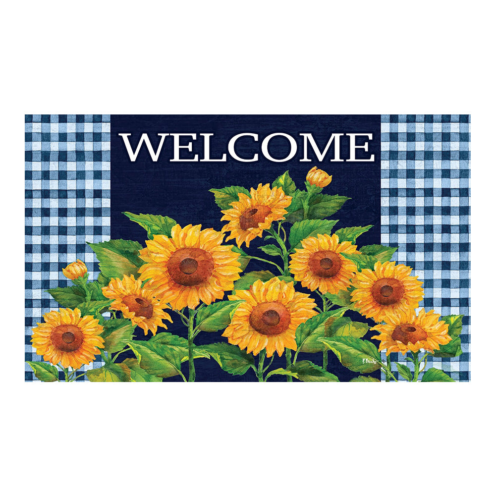 Sunflowers on Navy Doormat