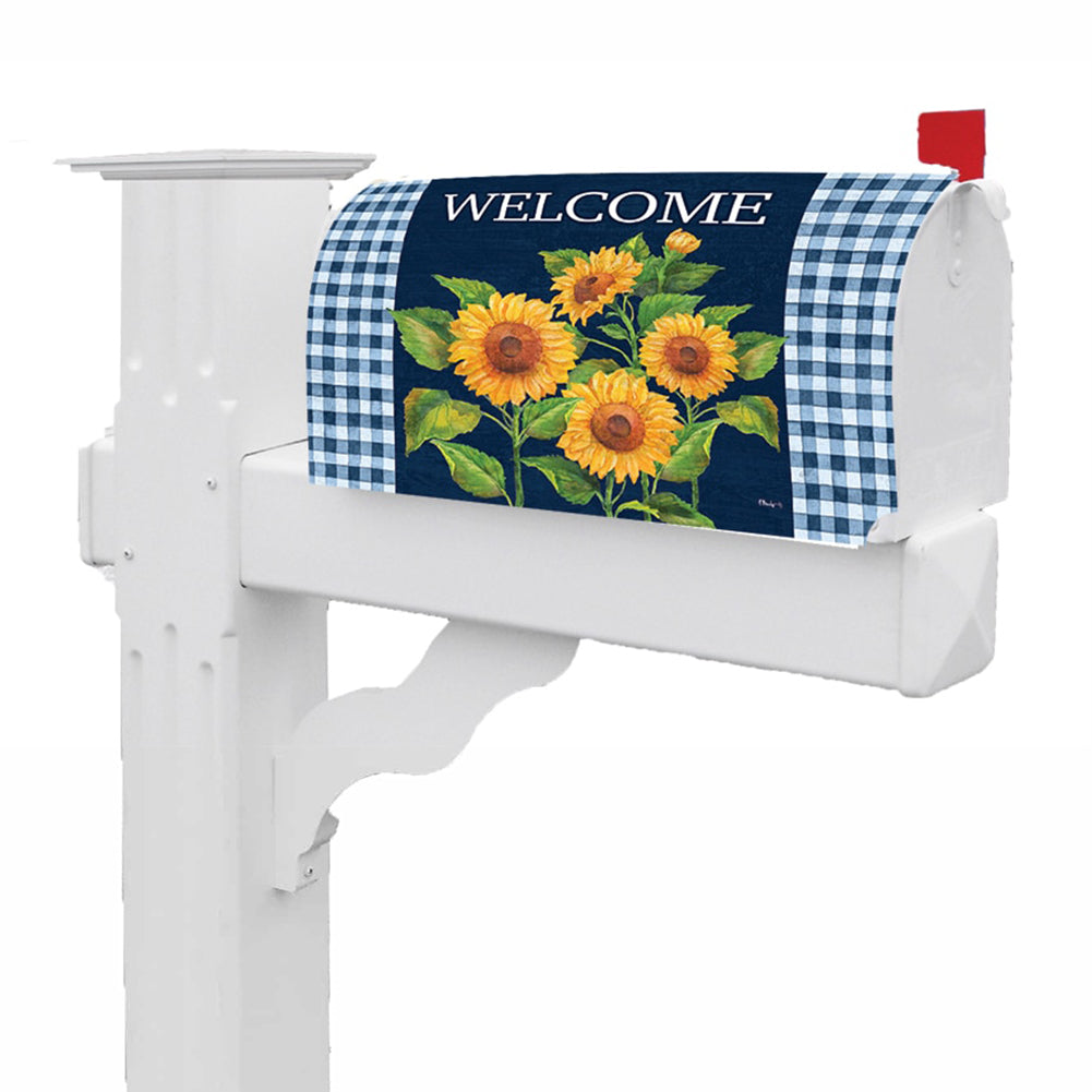 Sunflowers on Navy Mailbox Cover