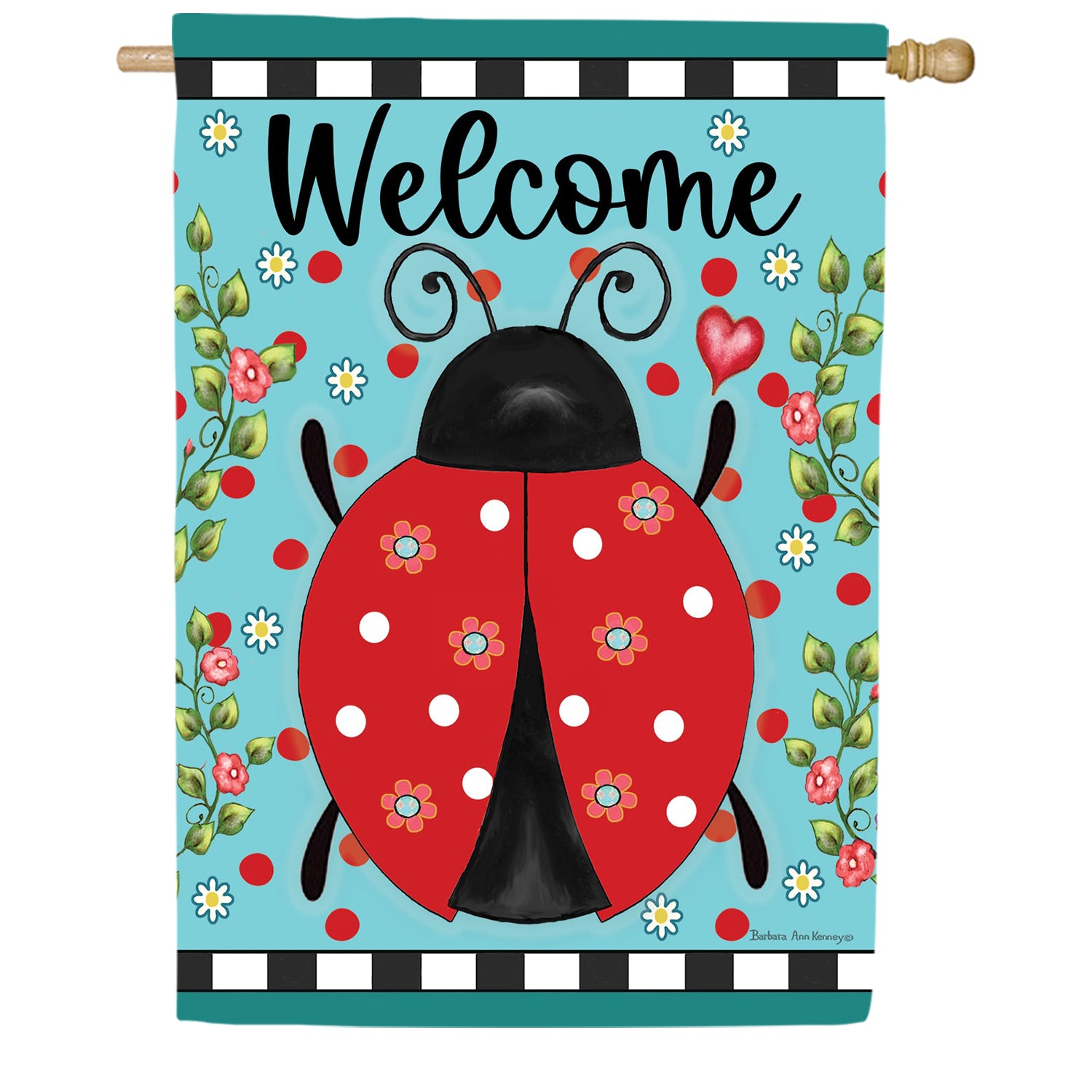 Ladybug Check House Flag